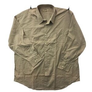 Bachrach Button Down Shirt Long Sleeve Collared Dress Shirt Beige Size L‎